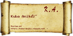Kuba Anikó névjegykártya